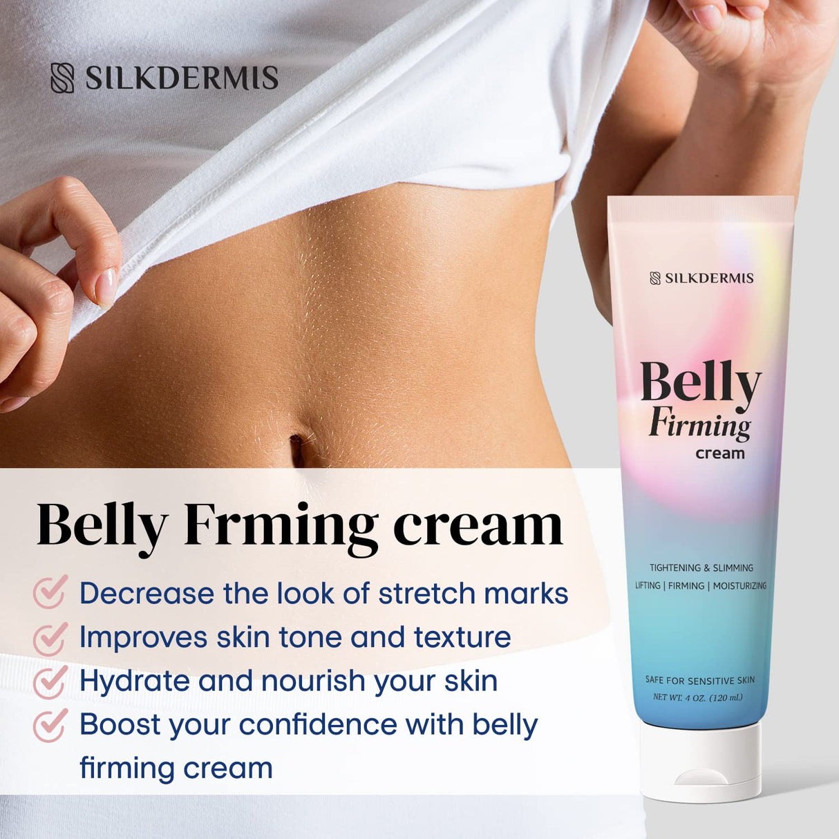 Crema reafirmante para la piel y celulitis para estómago