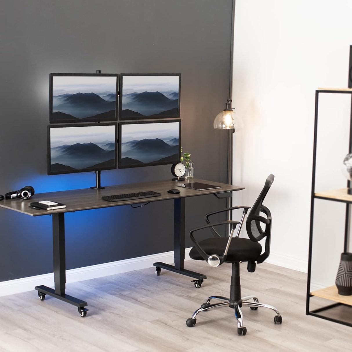 Soporte de Monitor VIVO para 4 Pantallas, Ajustable, STAND-V004