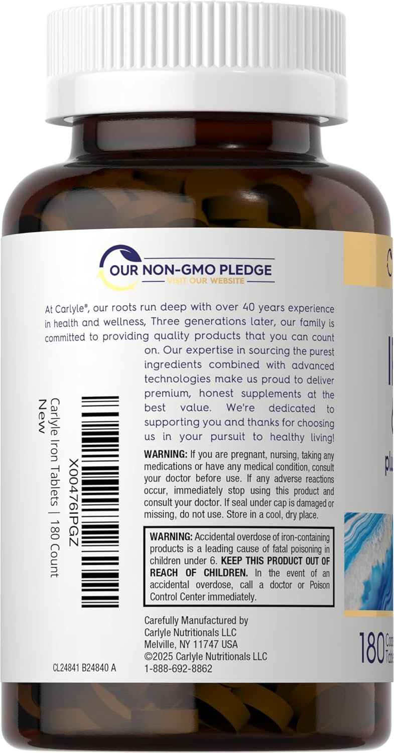 Suplemento de Hierro Carlyle 65 mg con Vitamina C 180 Tab