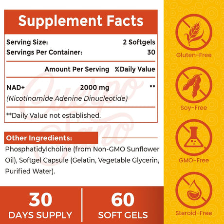 Suplemento Liposomal NAD 2000 MG Alta  Potencia NAD