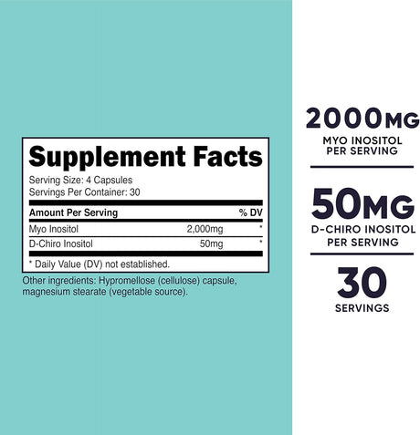 Suplemento Myo Inositol D-Chiro Inositol para mujeres 2000mg