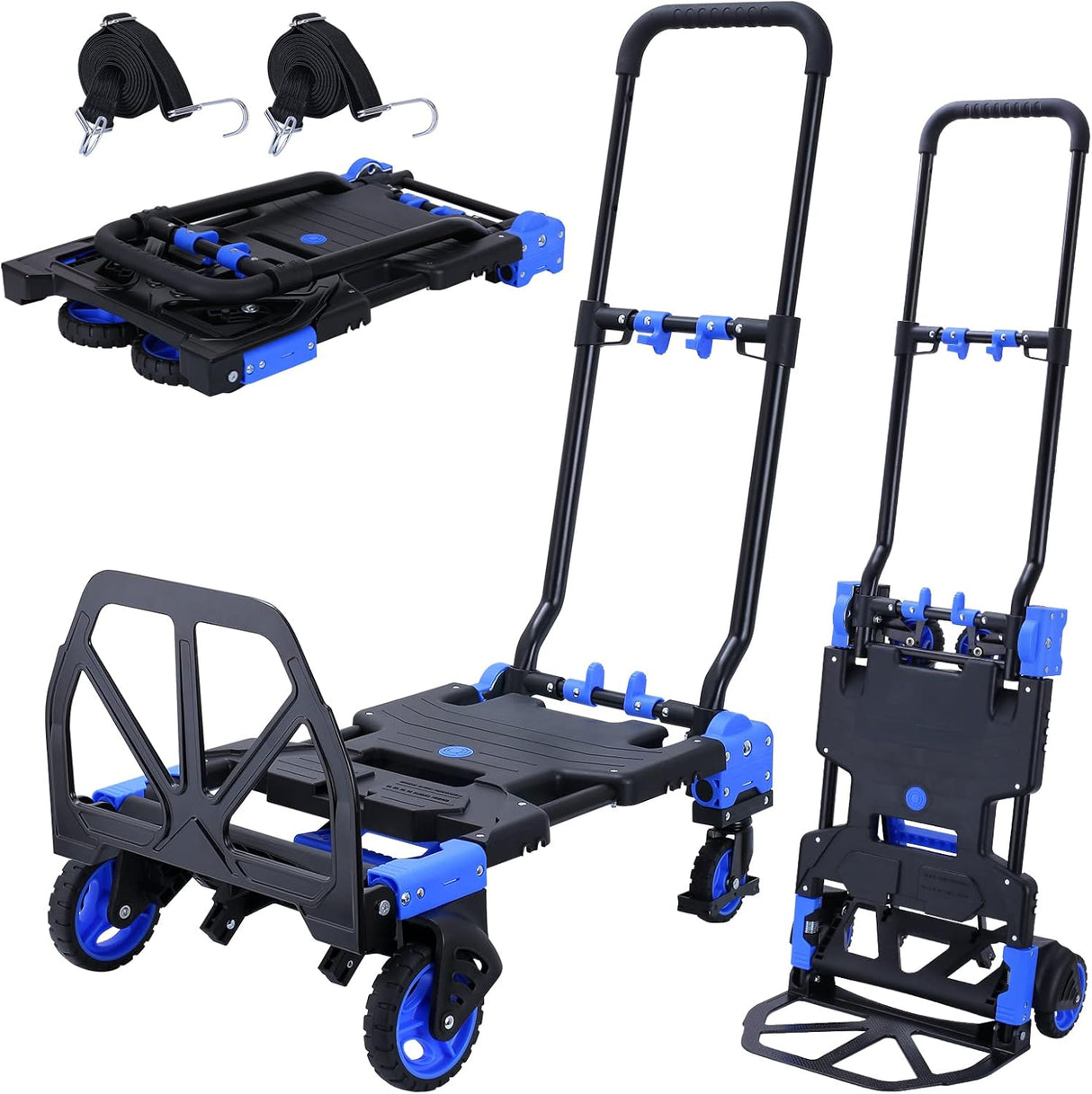 Carretilla 2 en 1 Plegable, 330LB, Ruedas, Mango Retráctil