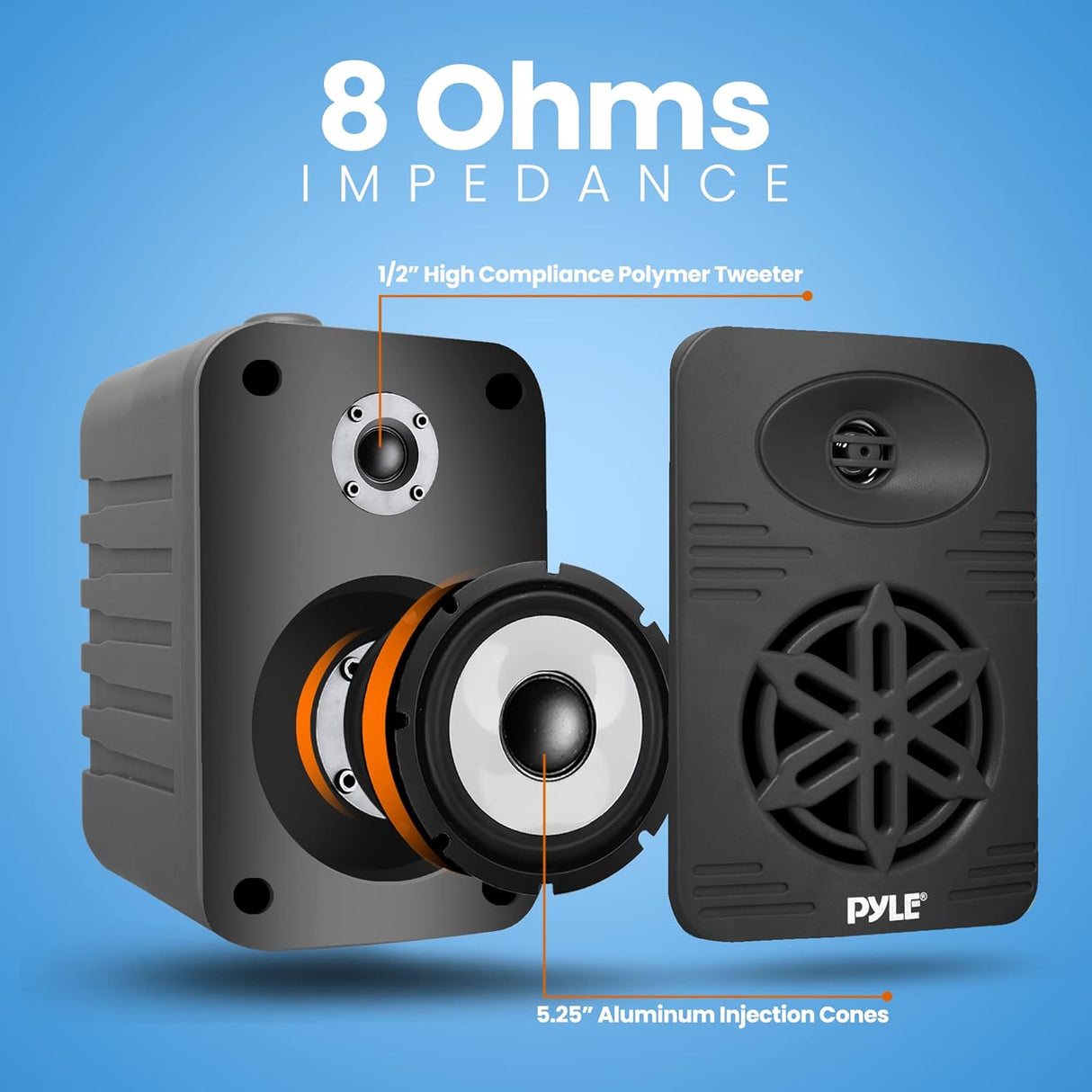 Par de altavoces Bluetooth para interiores y exteriores, 500 W, impermeable PDWRBT56BK