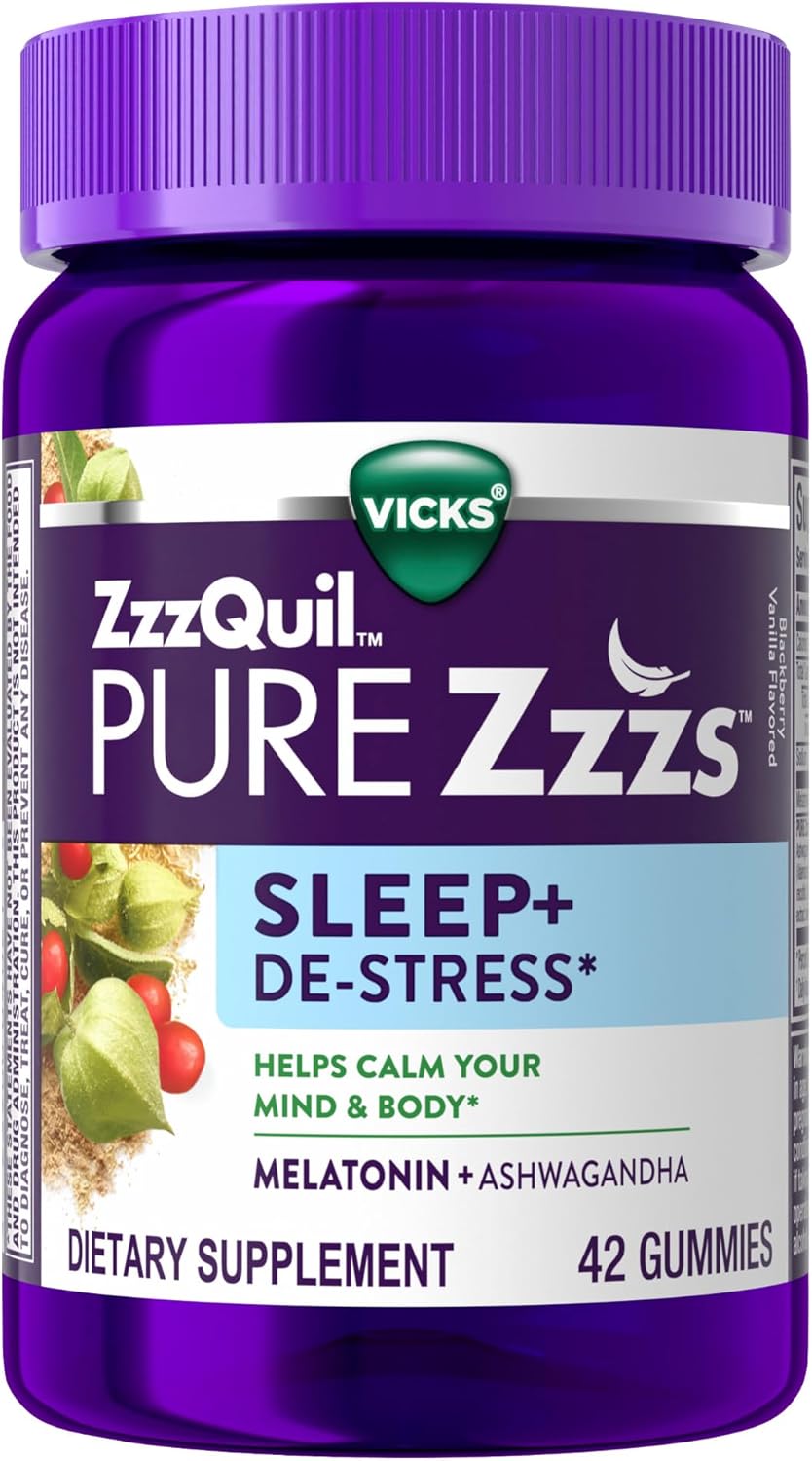ZzzQuil PURE Zzzs Gomas Calmantes con Ashwagandha, 42 u