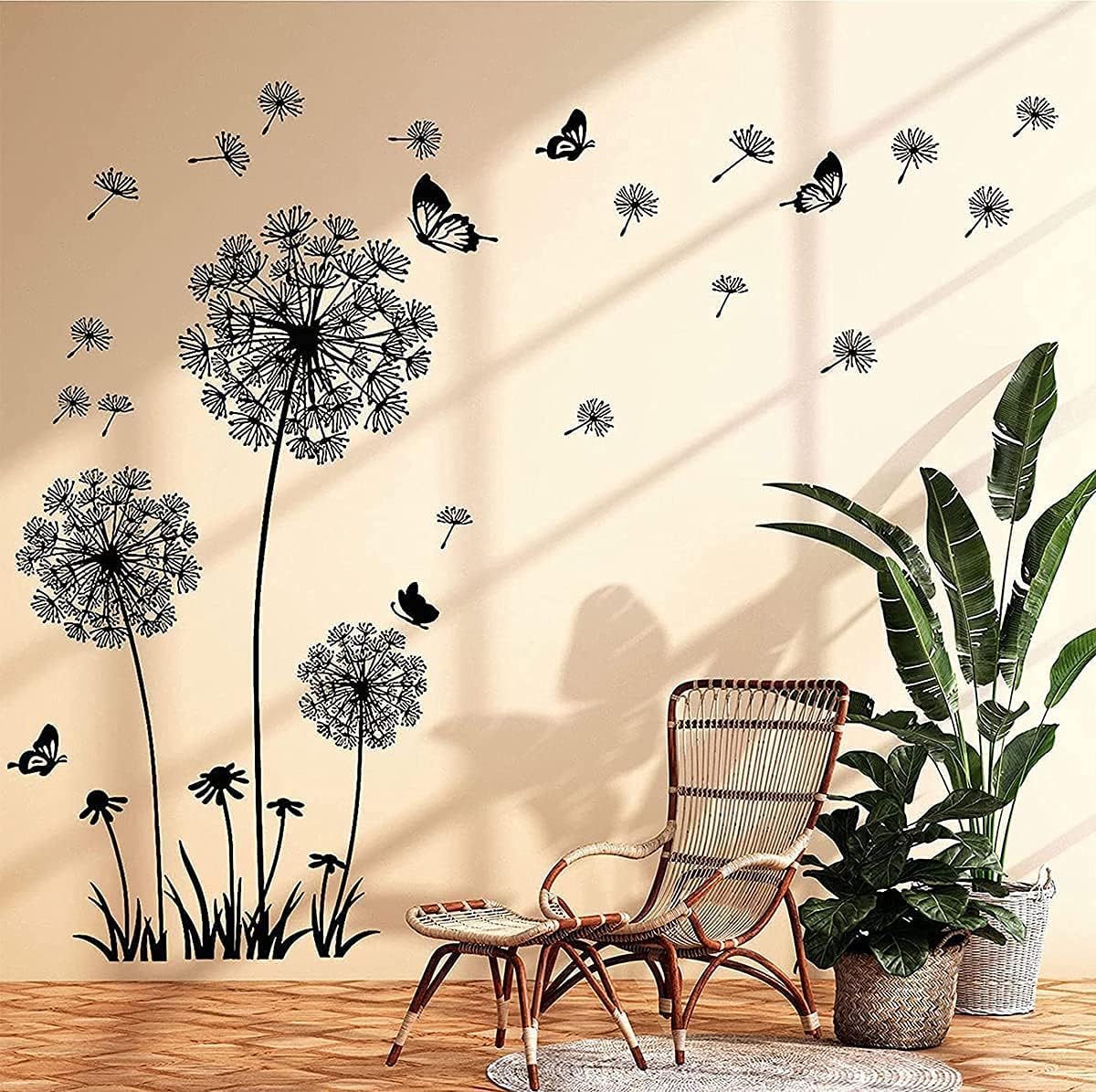 Pegatinas de Pared Diente de León Runtoo Flores y Mariposas