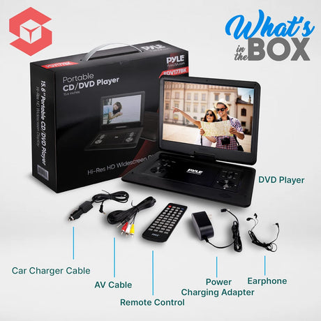 Reproductor portátil de CD/DVD Pyle 17.9 HD, batería recargable