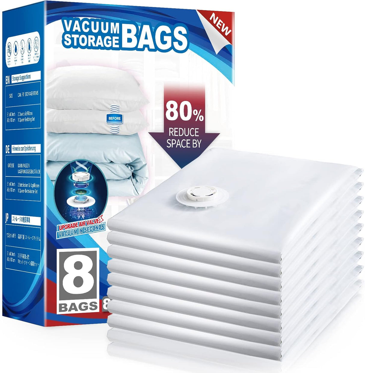 Bolsas de Vacío TAILI 8 Piezas Jumbo para Ropa y Ropa de Cama