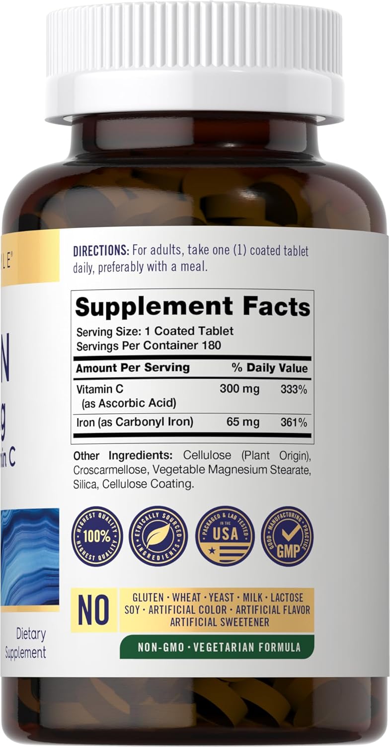 Suplemento de Hierro Carlyle 65 mg con Vitamina C 180 Tab