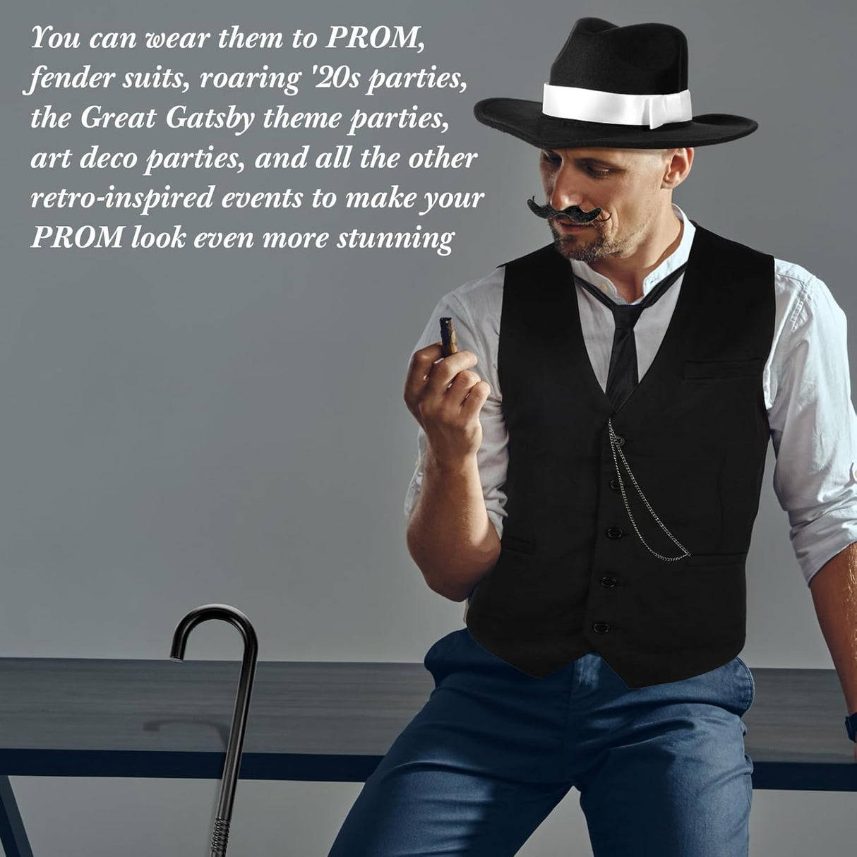 Disfraz de Hombre 1920s SATINIOR con Chaleco, Sombrero y Reloj