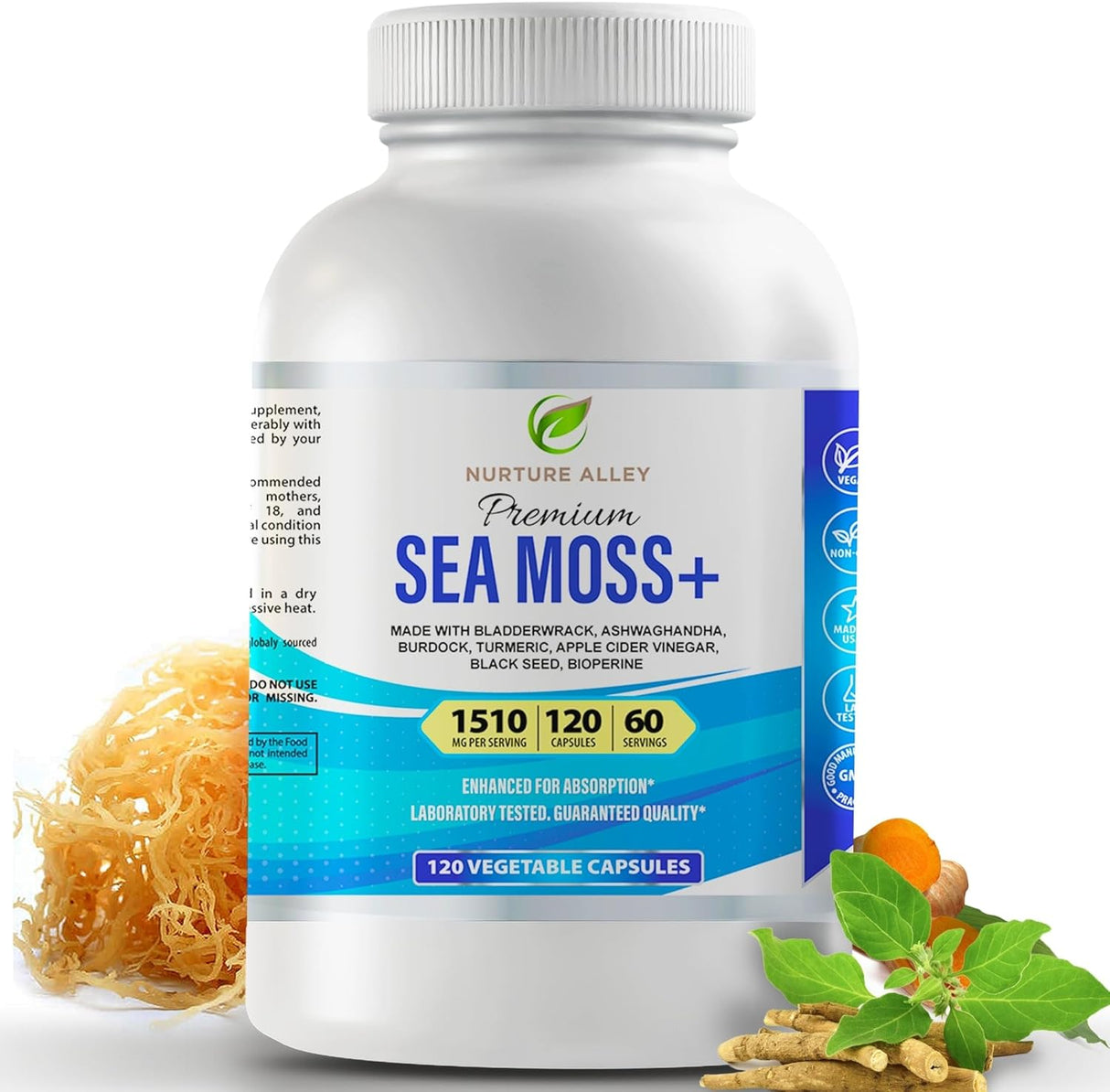 Complejo 8 en 1 de superalimentos: Sea Moss, Black Seed, Ashwagandha