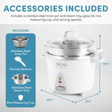 Arrocera y vaporera Aroma, 14 tazas, automática, ARC-757-1SG
