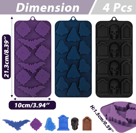 Moldes de Silicona Webake para Chocolates de Halloween 4PCS