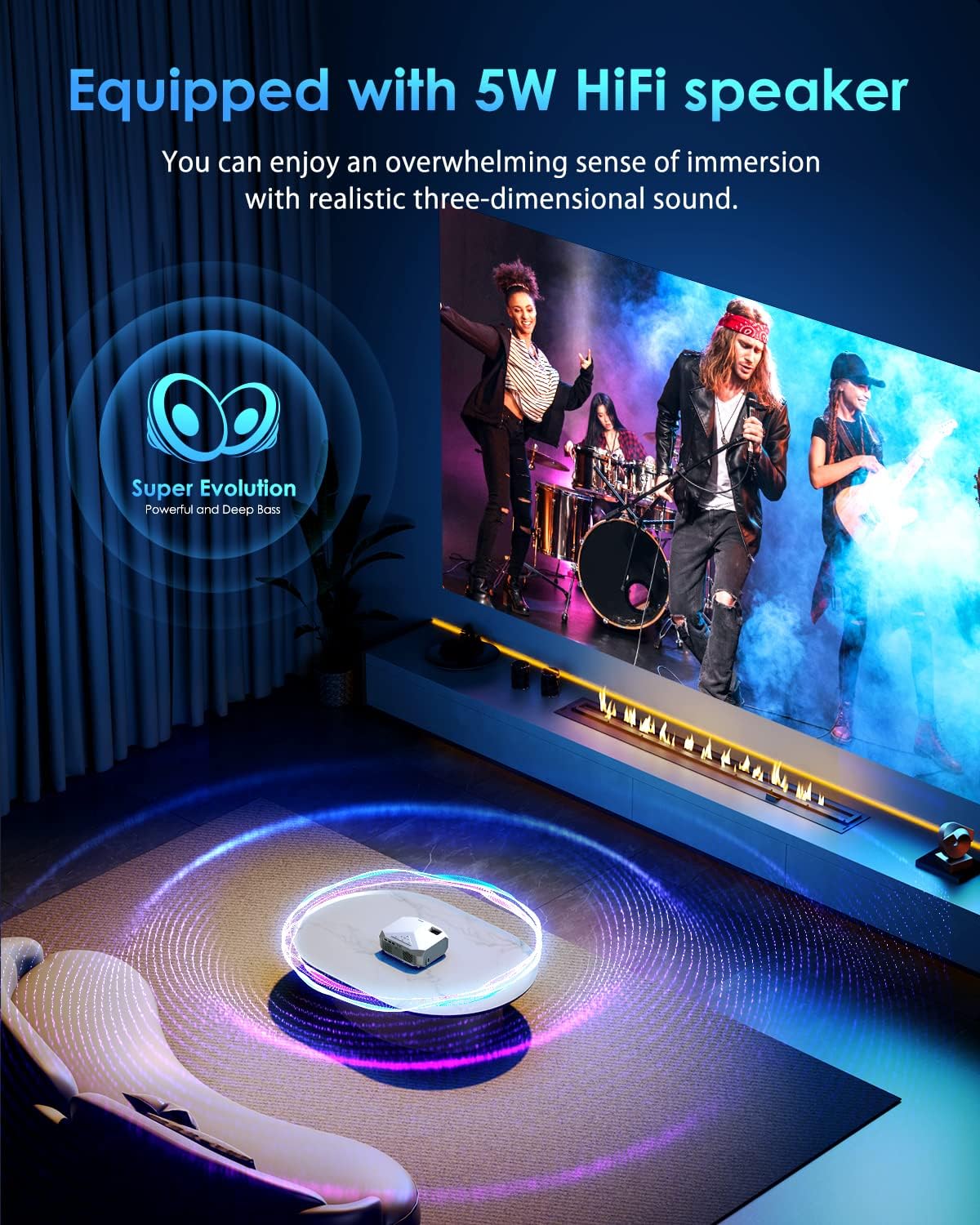 Proyector YOWHICK 4K, 1080P, WiFi, Bluetooth, Zoom 50%