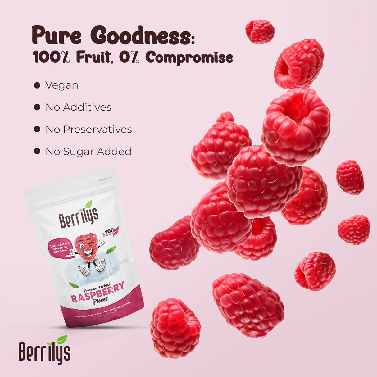 Berrilys Frambuesas Liofilizadas, 1.05 oz, Sabor Irresistible