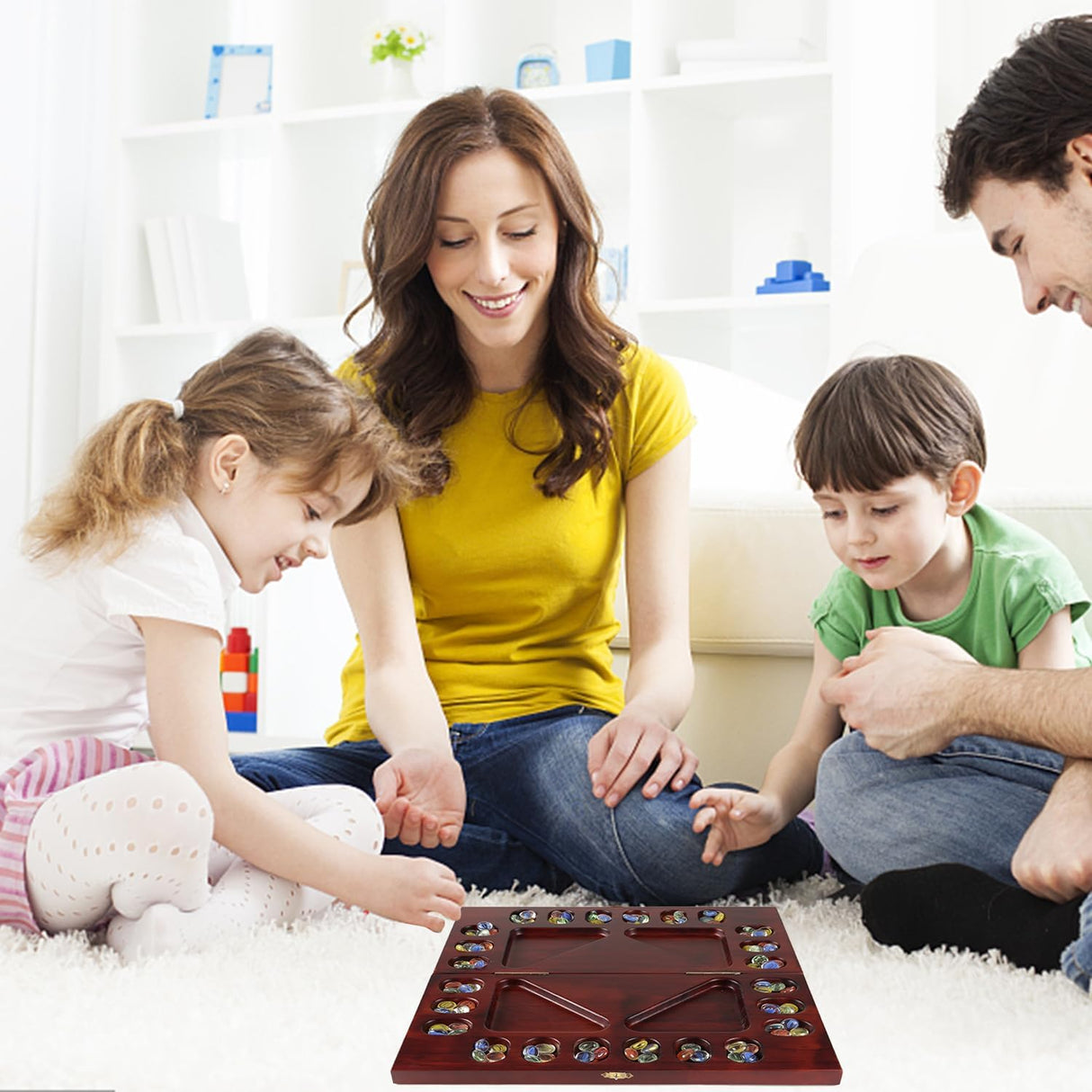 Juego de Mancala GSE con Piedras de Vidrio, 4 Jugadores, Plegable