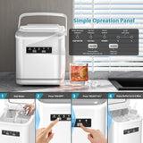 Máquina de Hielo Portátil Compacta, 9 Cubos en 6 Min, 26lbs/24Hrs