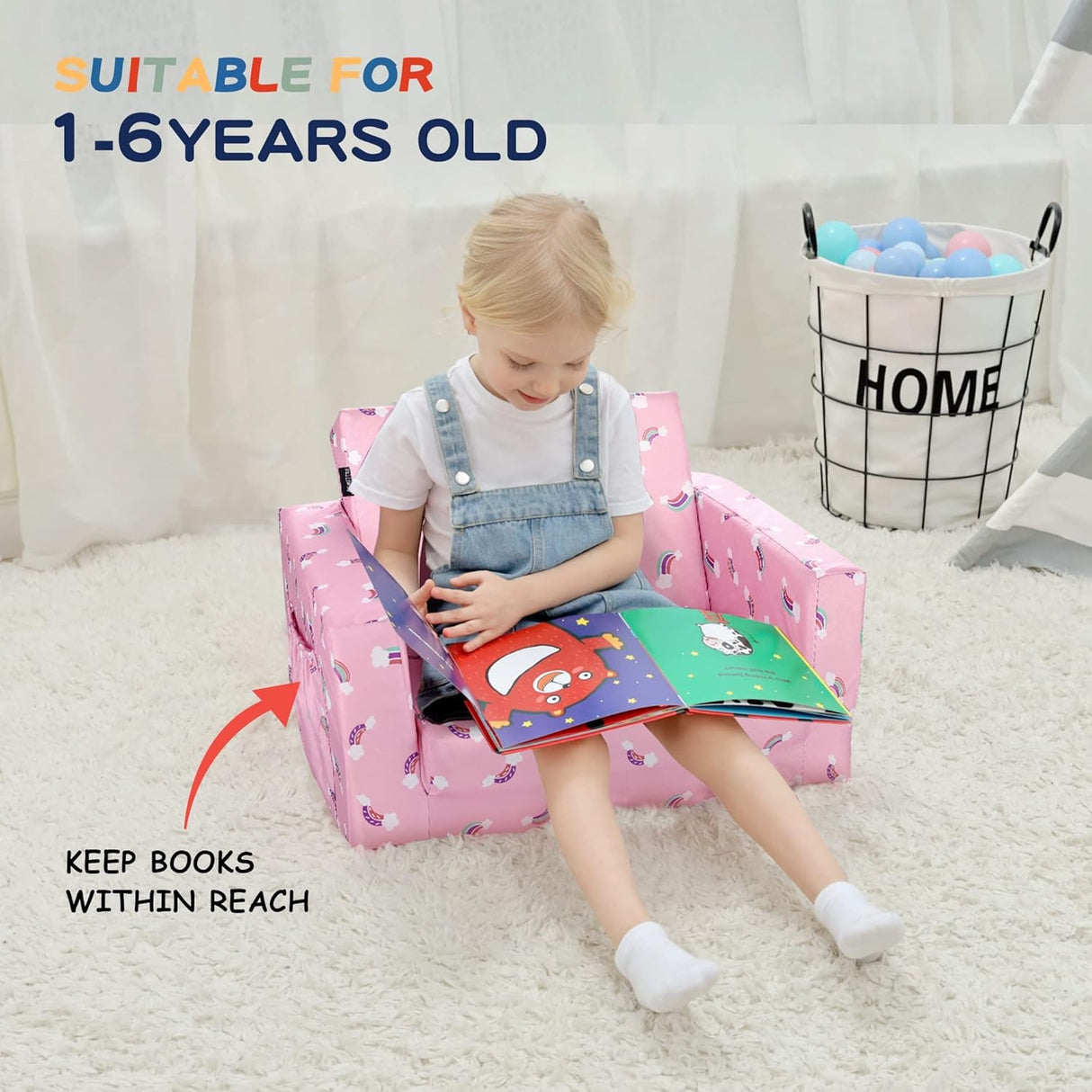 Silla cama tapizada para niños y bebés, Rosa MallBest