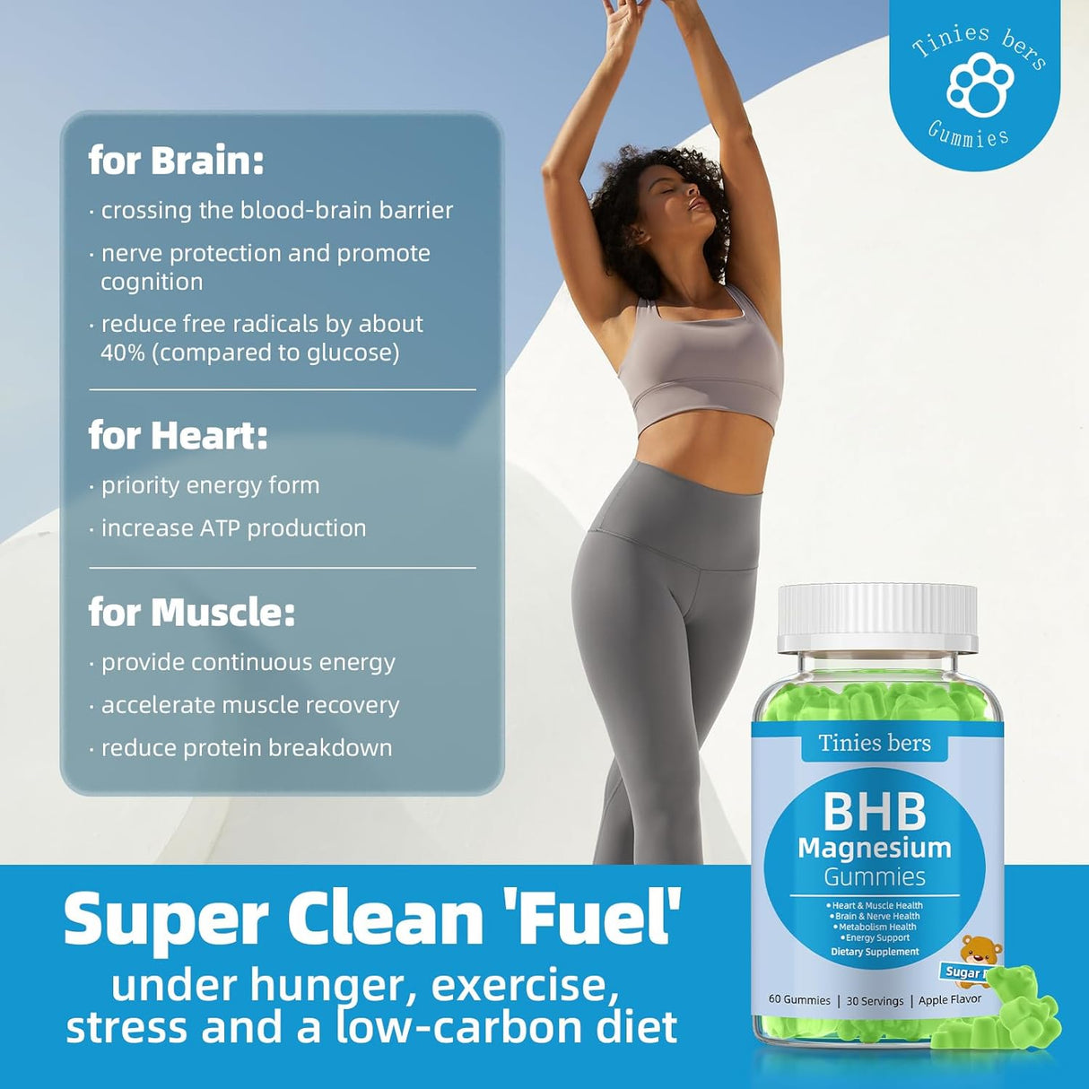 Magnesium BHB Gummies Keto 1000mg, Energía y Salud, 60