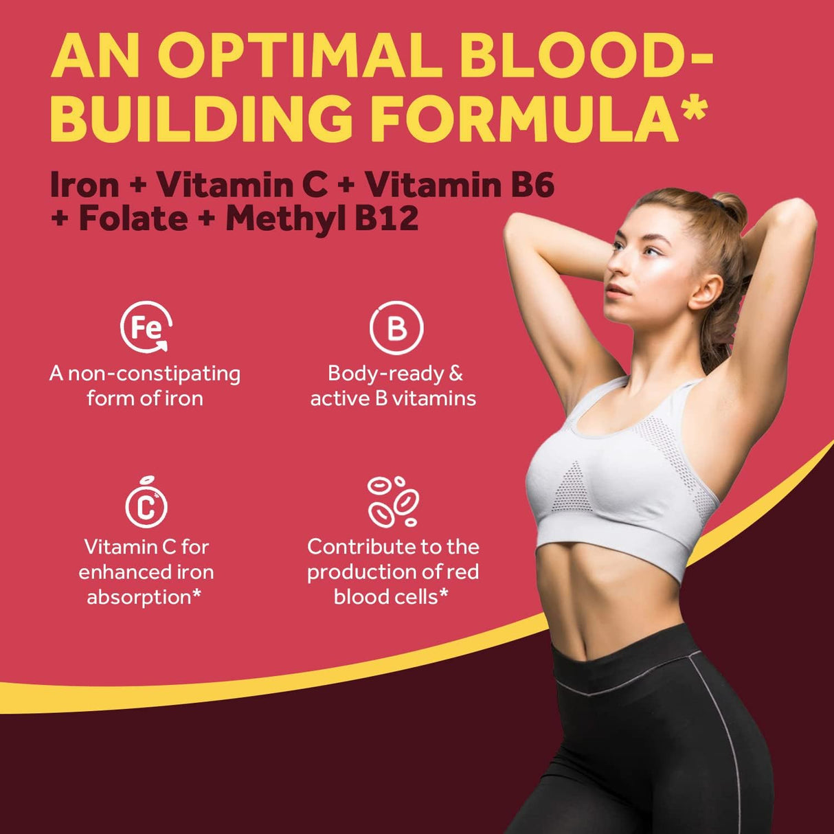 Suplemento de hierro con vitamina C B6 folato y B12