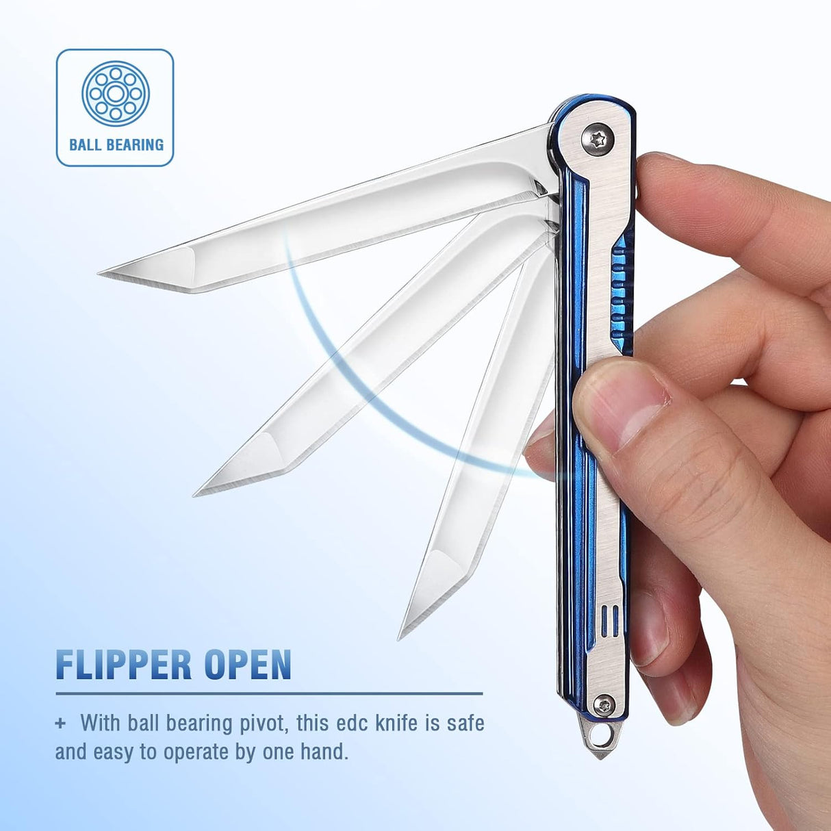 Cuchillo de bolsillo EDC para mujer plegables con hoja azul