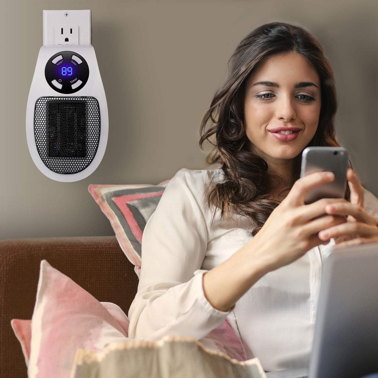 Calentador de espacio de 350 W, toma de pared calentador