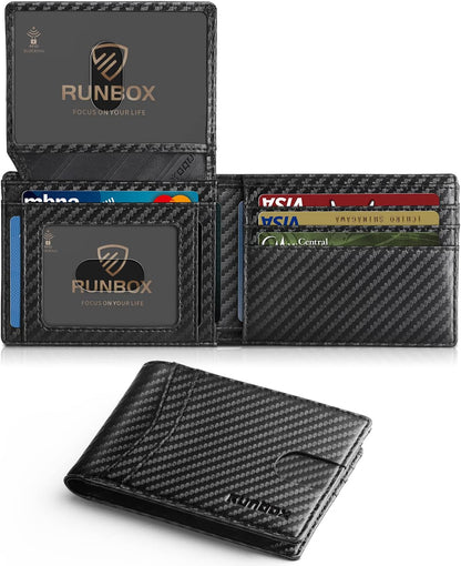 Billetera RUNBOX para Hombre Slim RFID con 2 Ventanas ID