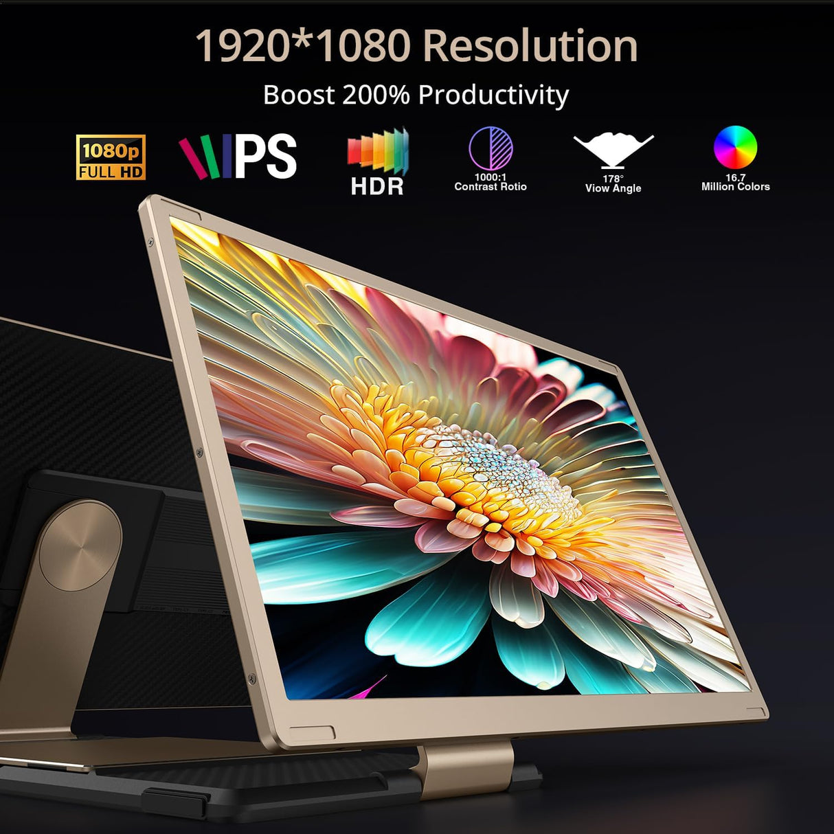 Extensor de pantalla 15.6'' portátil, 1080P, rotación 360°