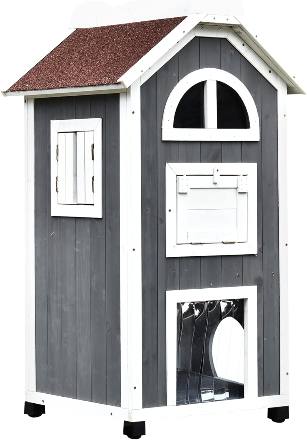 Casa para Gatos PawHut 43 con Hamaca, 3 Pisos, Resistente