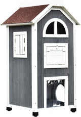 Casa para Gatos PawHut 43 con Hamaca, 3 Pisos, Resistente