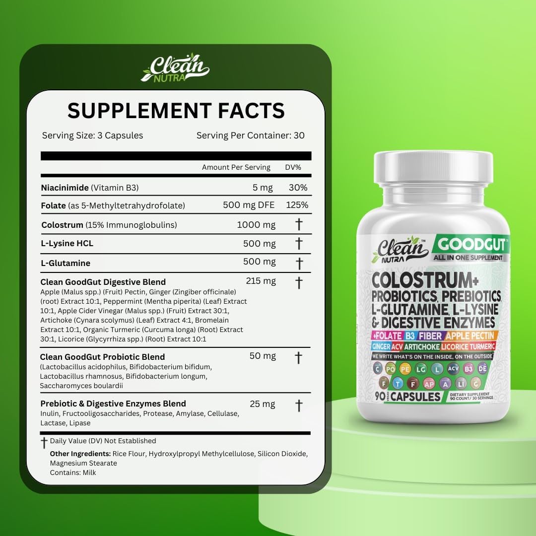 Cápsulas de Colostro Probioticos Clean Nutra, Digestión Saludable