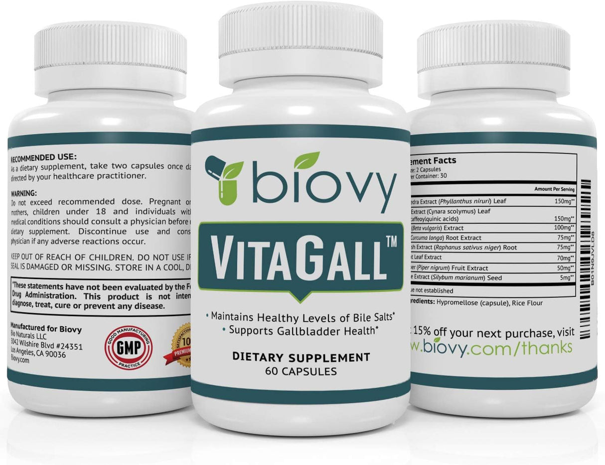 Suplemento para la salud de la vesícula biliar de Biovy 60