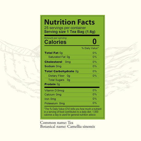 Ceylonzon Té Verde Premium 25 Bolsas, Sabor Natural 40g