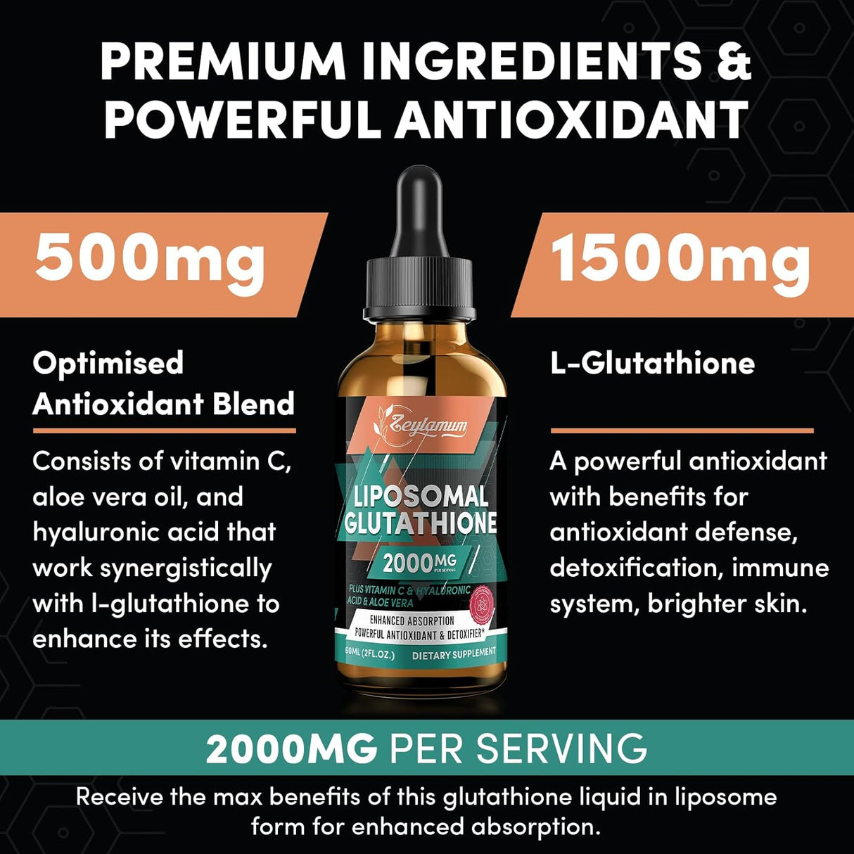 Suplemento de glutatión con vitamina C ácido hialurónico