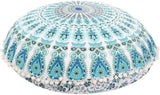 Funda bohemia para cojín, de 32 pulgadas, con diseño de mandala, para meditación, decorativa, otomana, grande, para exteriores, decoración del hogar, decoración de arte en el hogar, redonda, con pompones de algodón, cómoda