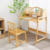 Juego de escritorio y silla para niños de altura de bambú