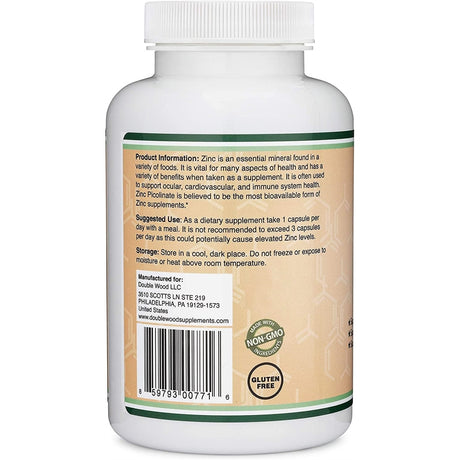 Suplemento Picolinato de zinc, 50 mg, 300 cápsulas
