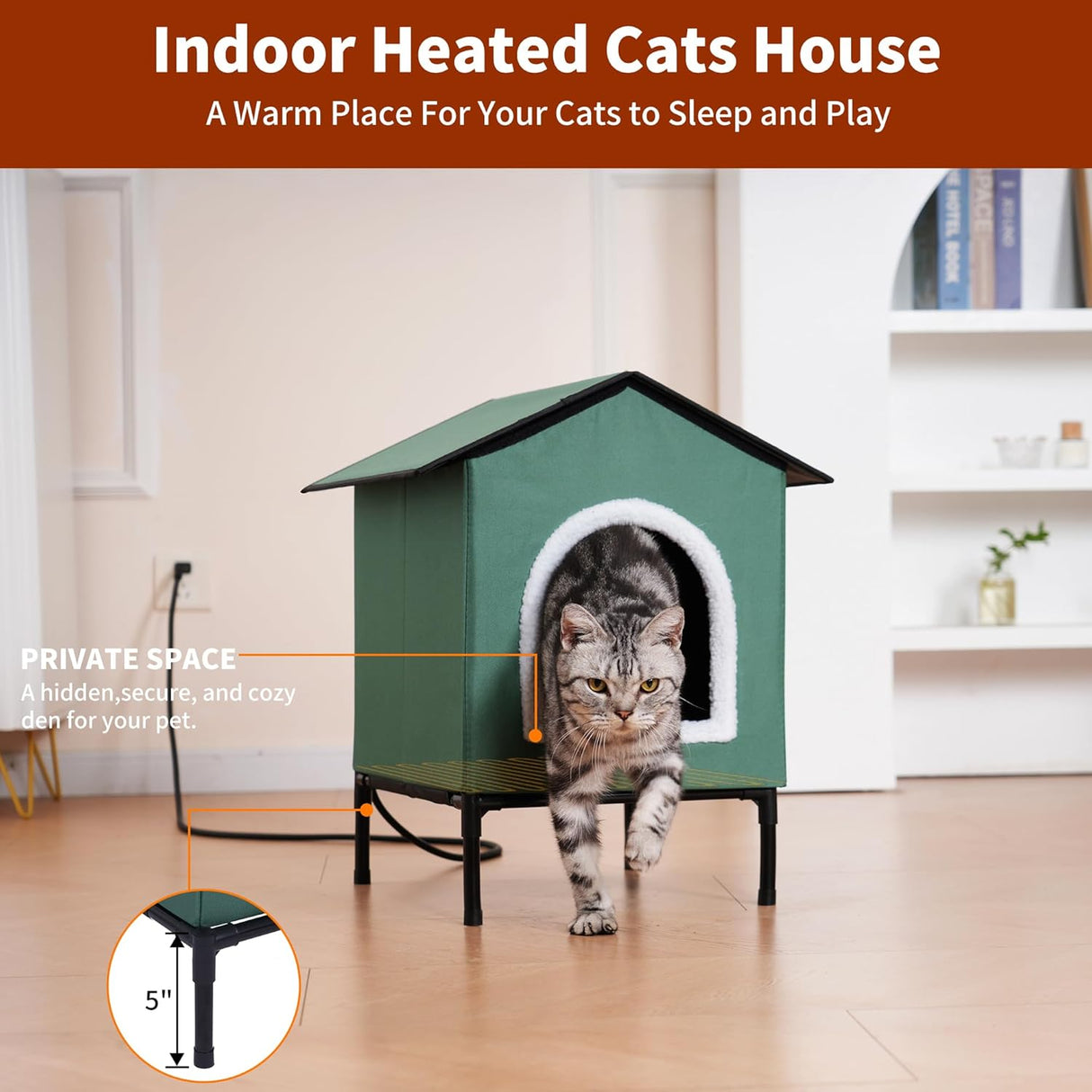Casa Calentada para Gatos, Elevada e Aislada, Modelo Medio