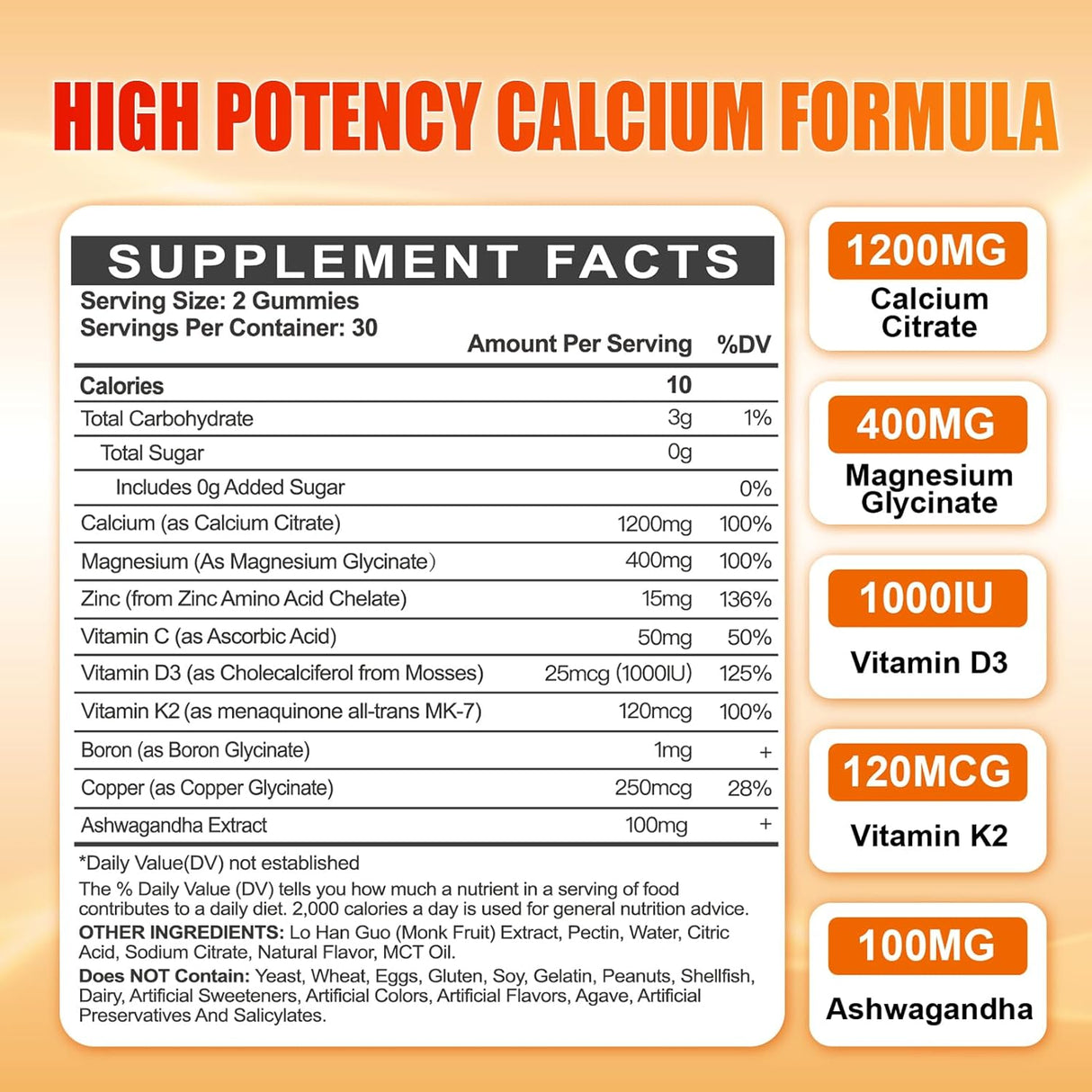 Calcio 1200 mg con Vitamina D3 Gummies - Absorción Extra