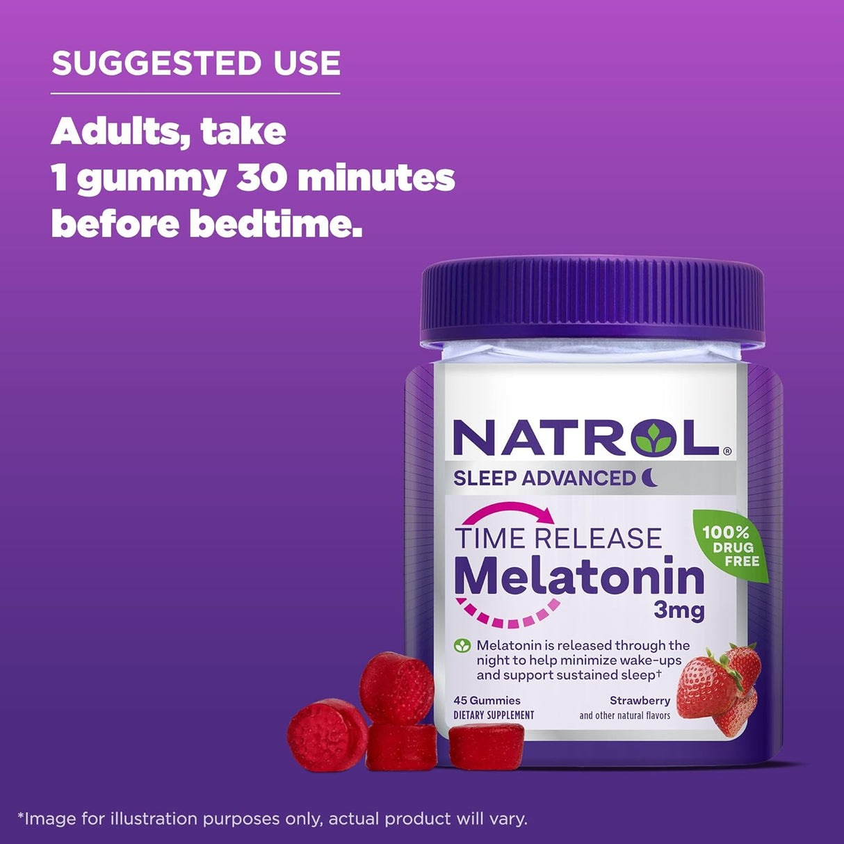Natrol Time Release para un sueño reparador 3 mg 45 gomitas