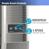 Ventilador de Torre Oscilante Lasko, 4 velocidades, YF202