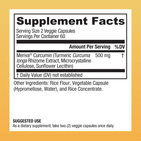 Suplemento Curcumin Meriva 500 Soporte articular 120 cáp