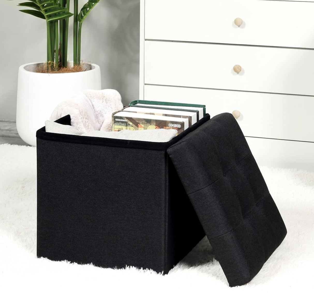 Otoman de Almacenamiento Plegable, Cubo, 12.6" X 12.6" X 12.6