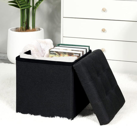 Otoman de Almacenamiento Plegable, Cubo, 12.6" X 12.6" X 12.6