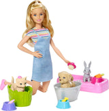Barbie Play 'n Wash Pets Set con 3 Animales y Accesorios