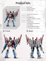 Figurita de Starscream Transformers - Modelo 08121, fácil armado