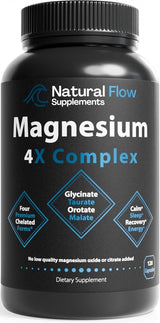 Natural Flow Magnesiación 4X, Complejo Calm y Sueño, 120 Cápsulas