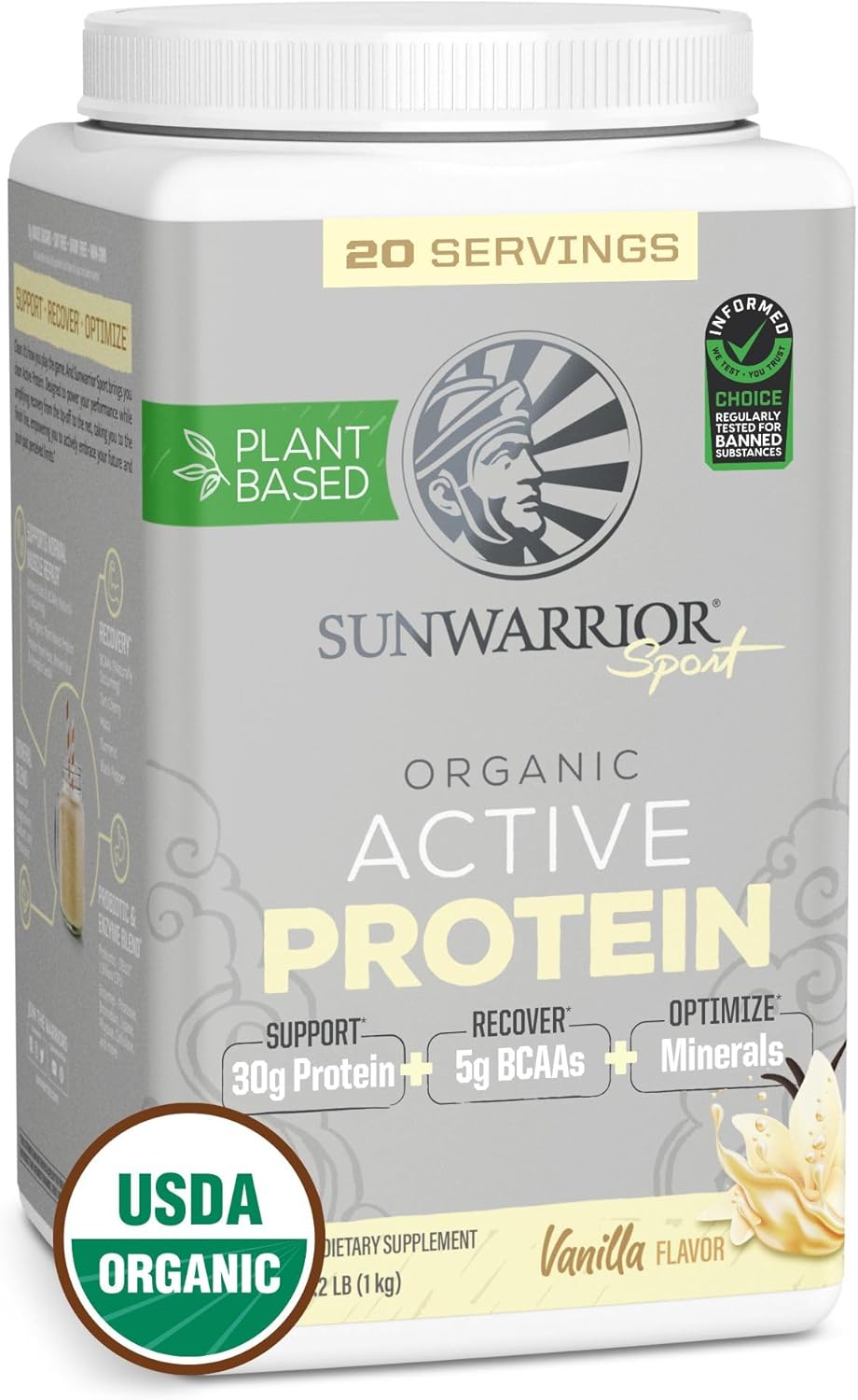 Proteína Vegana Sunwarrior Orgánica 20 Serv. Sabor Vainilla
