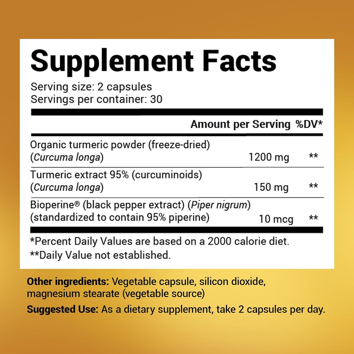 Suplemento de Curcumina y Bioperina 95% Curcuminoides