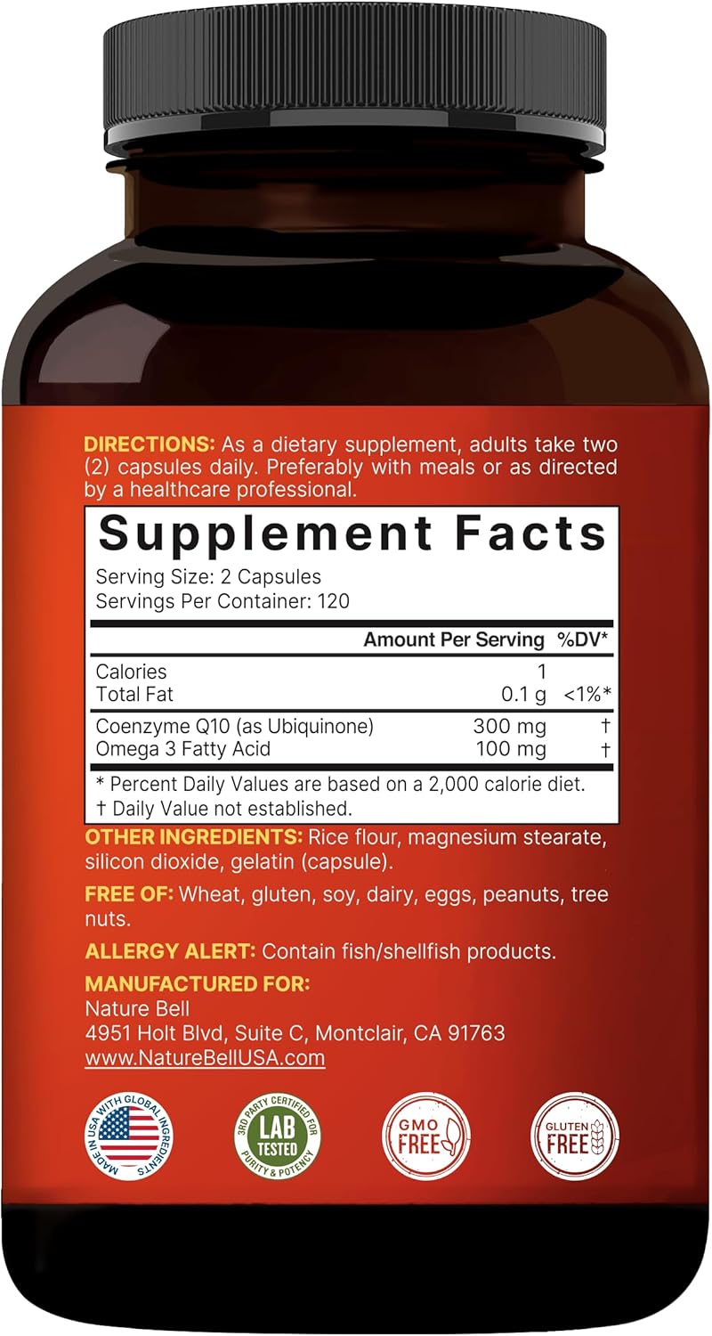 CoQ10 Omega 3 300mg 240 Cápsulas Suplemento Antioxidante