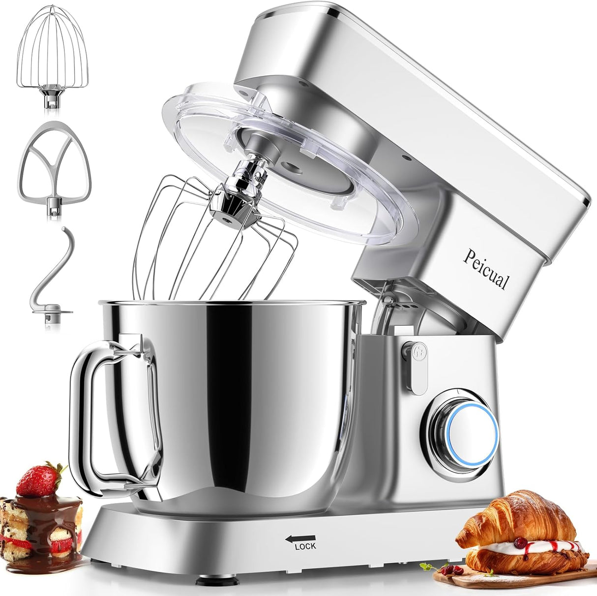 Batidora de pie 6QT, 10+P, acero inoxidable - Modelo 2023